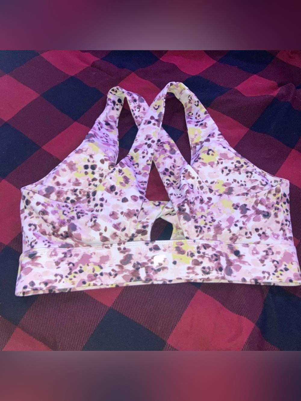 Fabletics Floral Pastel Racerback Sports Bra - Picture 2 of 2